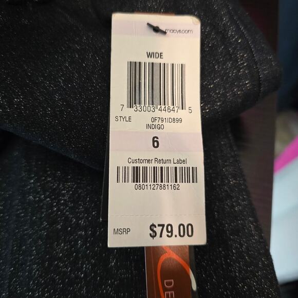 INC International Concepts Black Silver Shimmer Regular Fit Wide Leg Pants 6 NWT - Picture 7 of 7